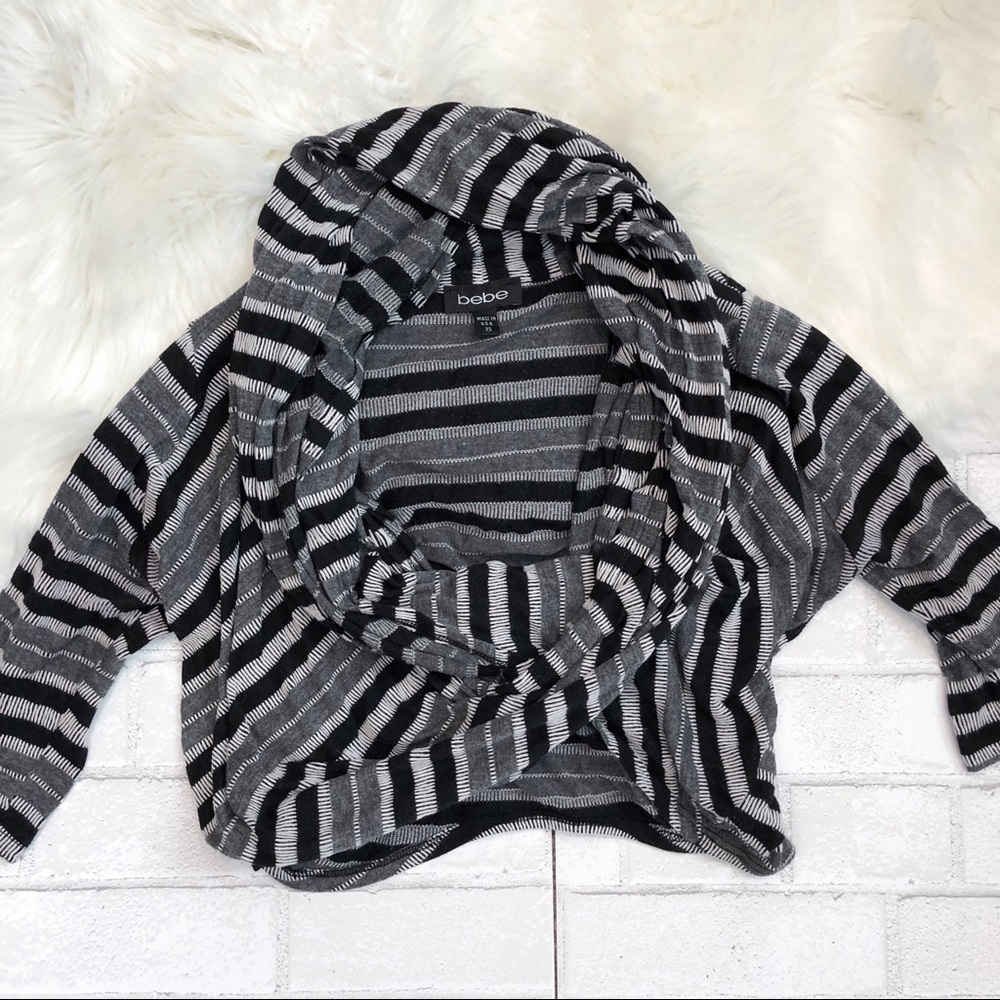 Bebe striped jersey wrap top